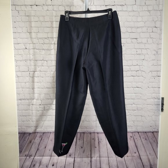 Stylish Black Cocktail Print Women's Pants - Picture 6 of 8